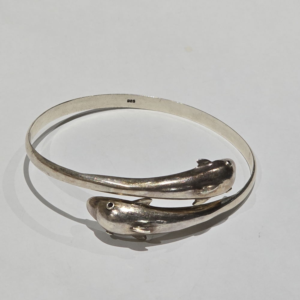925 sterling Silver Dolphins Design heavy Bracelet